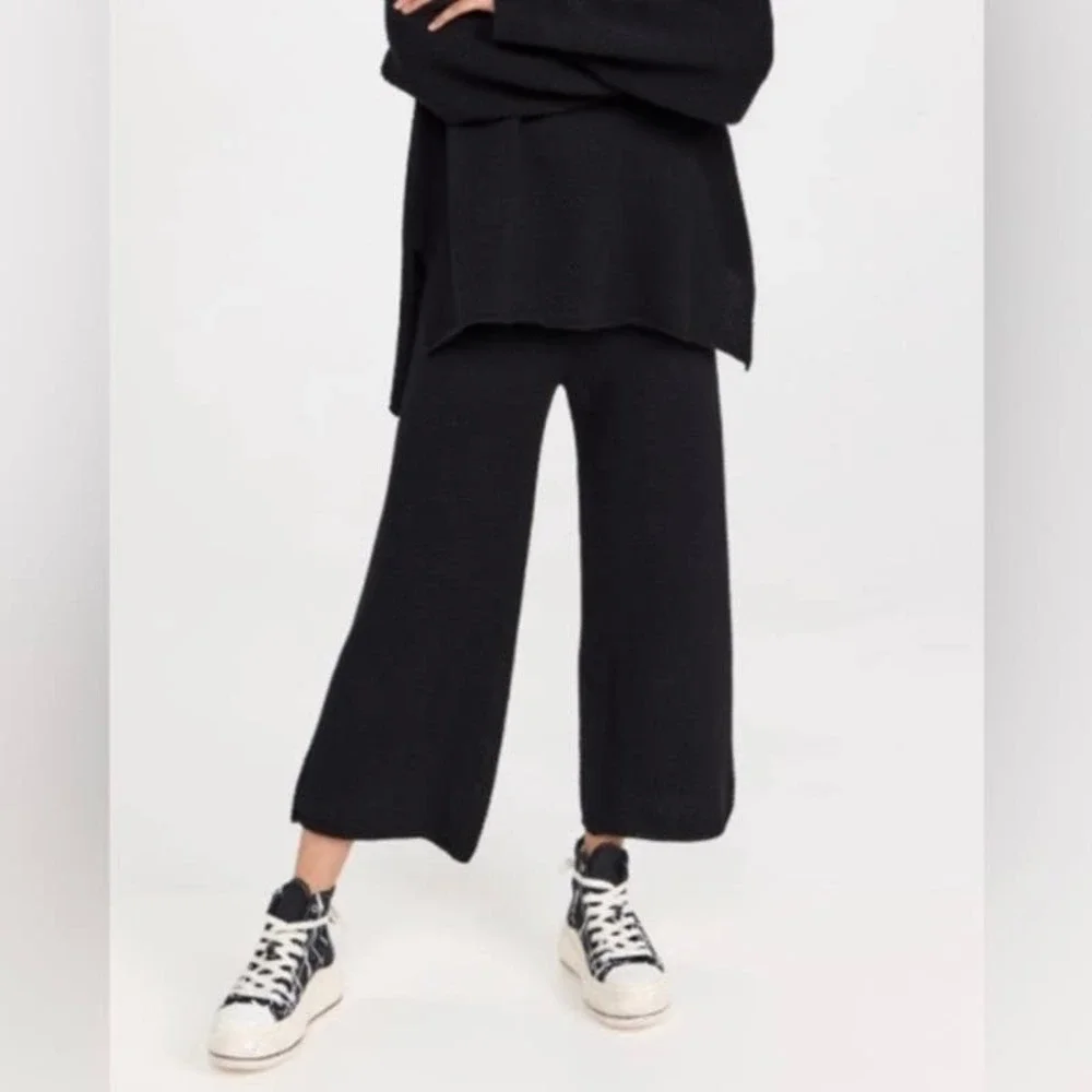 Free People FP Beach Hailee Sweater Pants Black Cropped Women’s XS